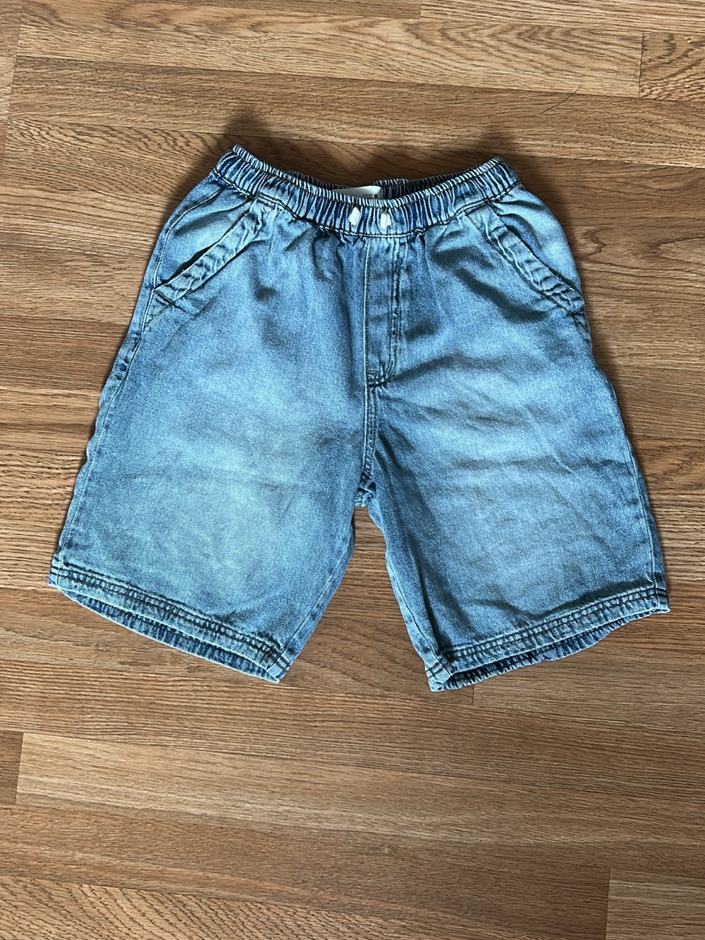 Zara Light Blue Denim Elastic Waist Shorts
